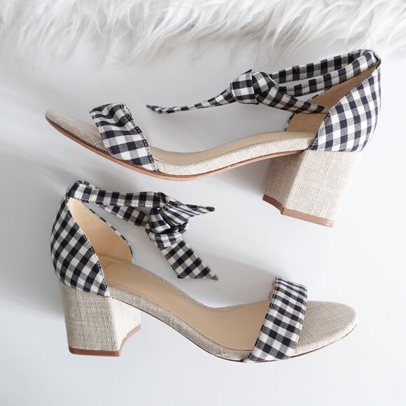 Alexandre Birman Clarita 60 Gingham Plaid Canvas Tie Open Toe Sandal Block Heels - Picture 4 of 12